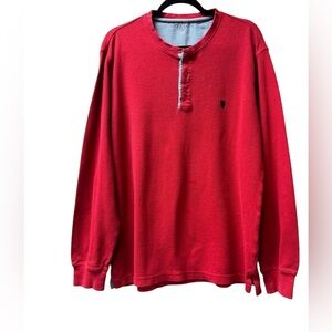 Men's Polo Assn. Red Waffel knit Henley Shirt in size XL